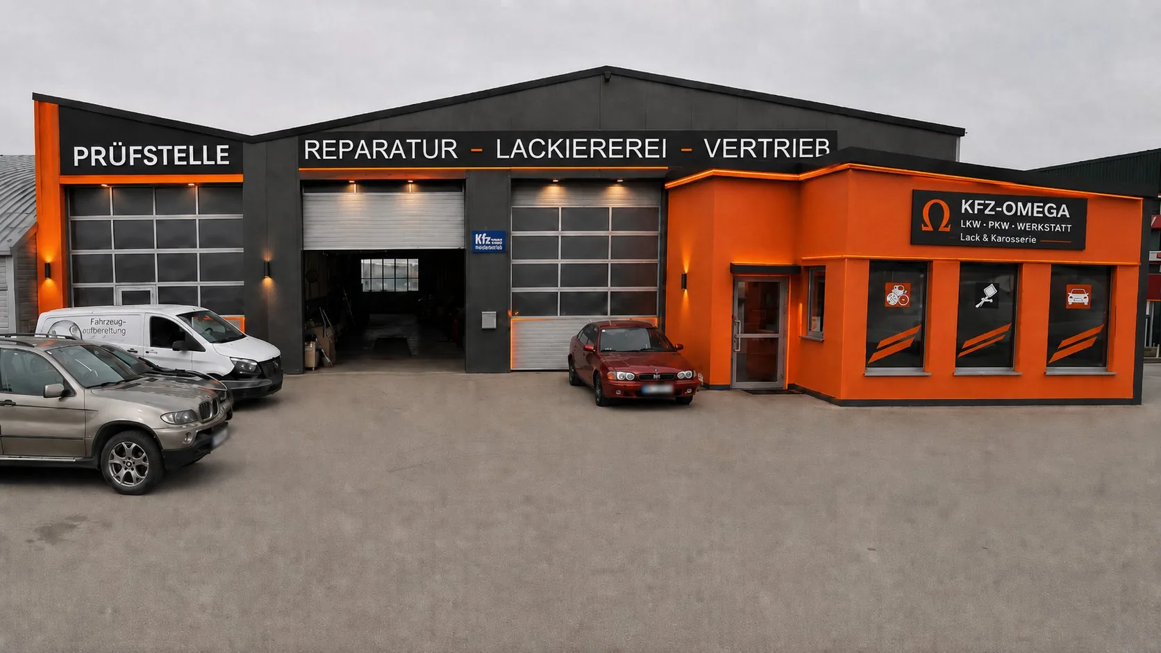 KFZ-Omega Werkstatt – Außenansicht Hof am Leithaberge